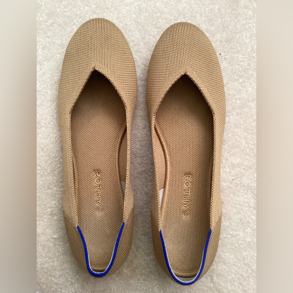Rothy's Camel The Flat Round Toe Knit Women’s Shoes Ecru - Picture 1 of 5